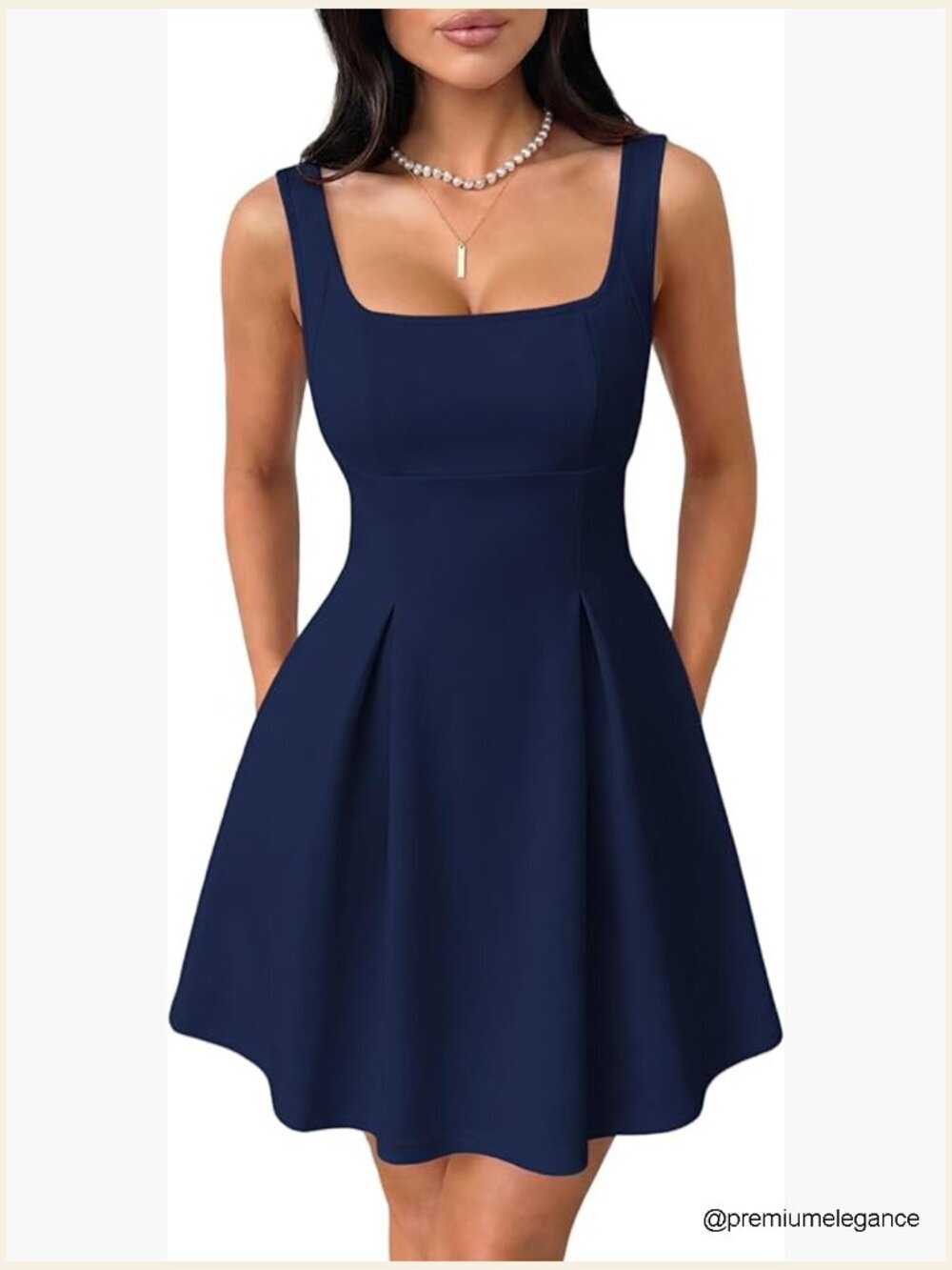 Square Neck Sleeveless Mini Dress Adjustable Strap Backless Bow Tie A Line
